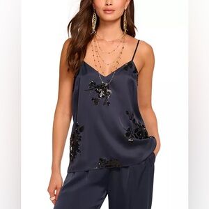 Elegant Black Floral Camisole Top
